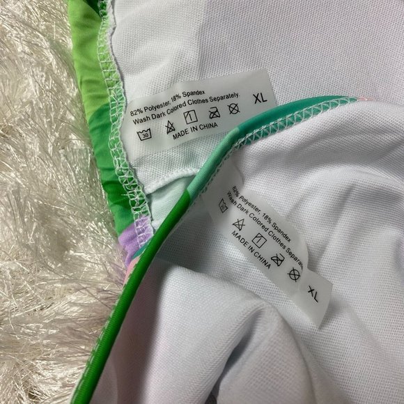 New Triangle String Bikini Set XL Matching Sarong Green Abstract print. - Picture 4 of 12